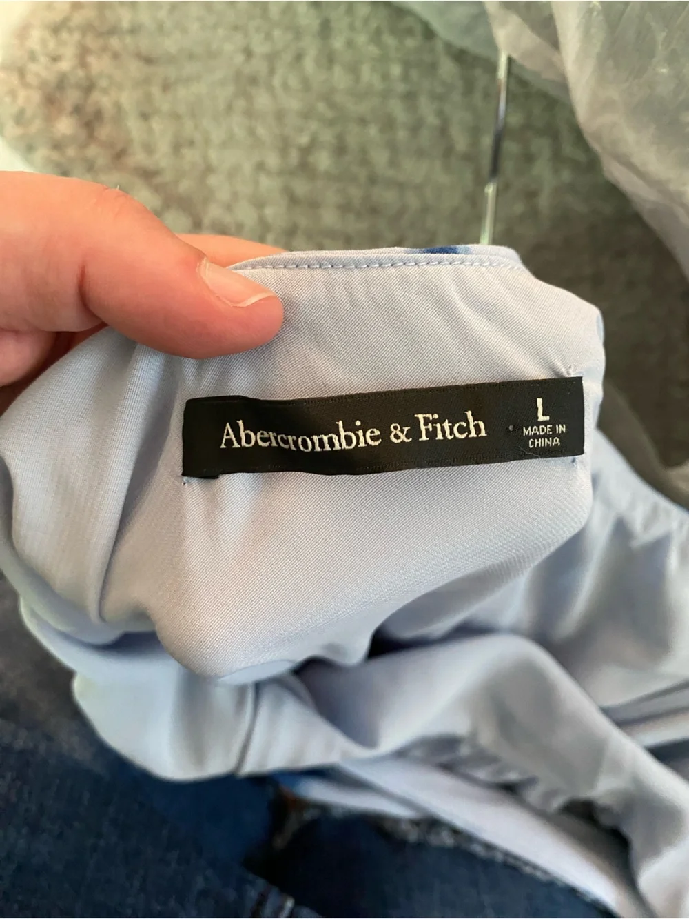 Abercrombie & Fitch blue Puff Sleeve Maxi Dress with floral print